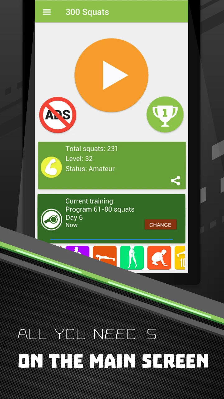 300 Squats workout BeStronger screenshot